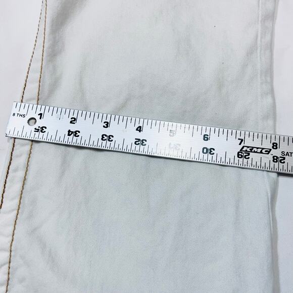 True Religion Joey Big T Flared Jeans White Gild Stitch Women 28W x 27L Used - Picture 10 of 11